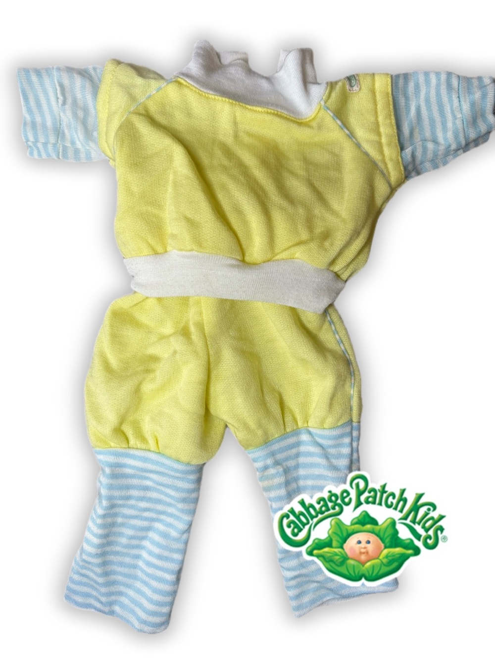 1980s Cabbage Patch Kids Doll Aerobic Jogger Outfit Set 2pc Yellow w/ Blue